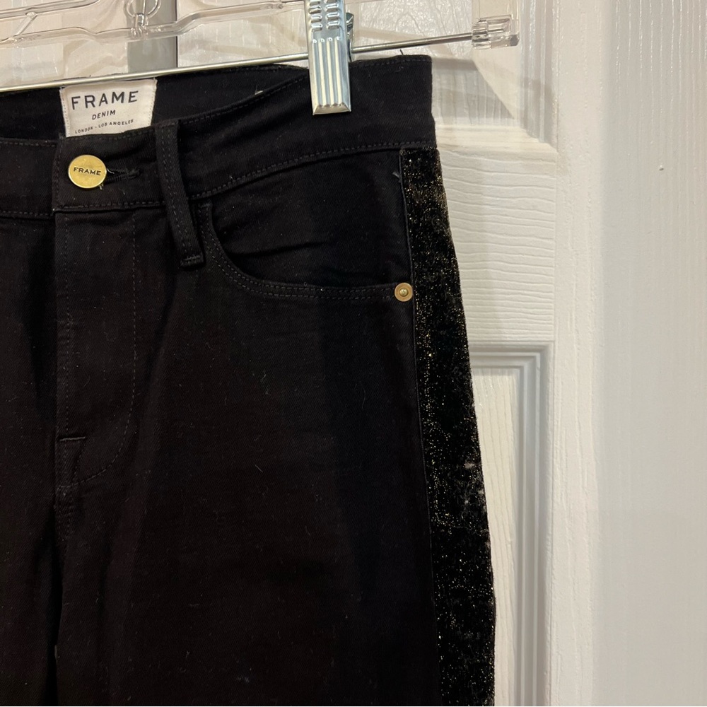 Frame Black Crop Flare Jeans